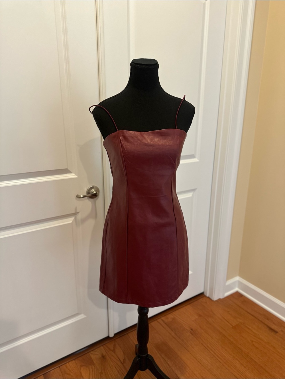 Target Burgundy Faux Leather Mini Dress with Spaghetti Straps